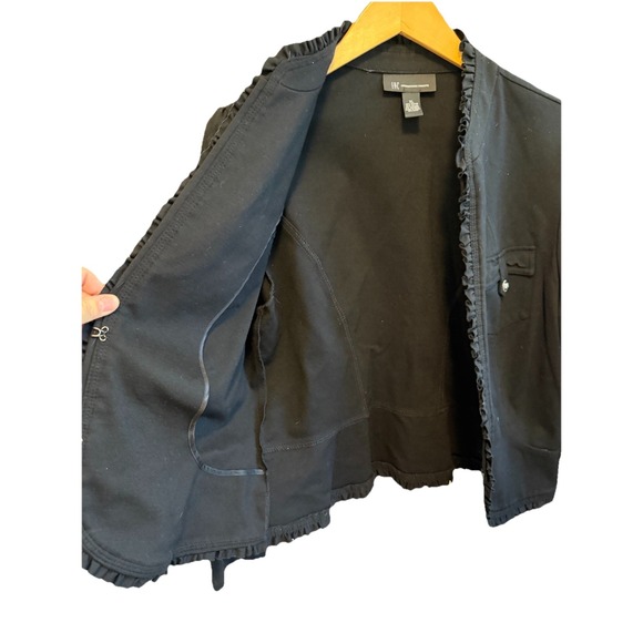 INC International Concepts Blk Ruffle Trim Open Front Jacket Blazer XL - Picture 6 of 6